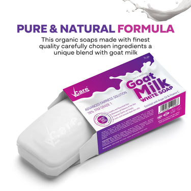 VCare Goat Milk Soap For Women & Men with Vitamin C Argan Oil for Deep Exfoliation and provides hydration | Sulfate & Paraben Free Bathing Soap Bar - 75 gms (Pack of 3)